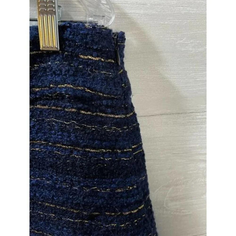 Ann Taylor‎ Loft Size 8 Navy Gold Tweed A-line Skirt